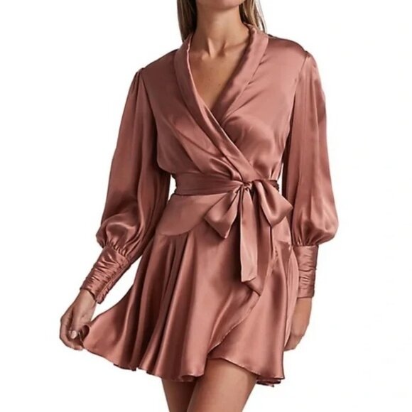 🩷 Zimmermann Rose Pink Silk Wrap Sash Tie Mini Dress - Picture 1 of 15